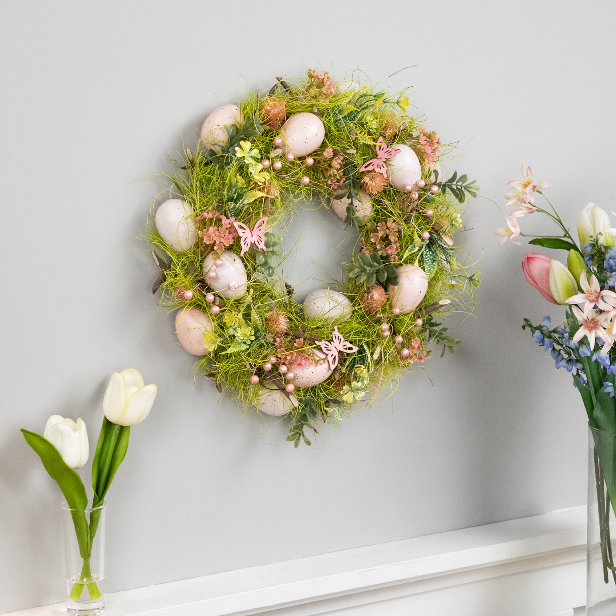Northlight Easter Eggs with Butterflies Small Artificial Spring Wreath - 13"