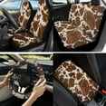 thumbnail image 2 of Jeiento Brown Cow Print Front Back Seat Cover Set of 13 Steering Wheel Cover Seat Belt Pad Armrest Cover Pad Coasters Keychain Lipstick Holder Universal Fit for Most Vehicles, 2 of 8