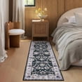 thumbnail image 3 of Findosom Washable Runner Rug 2'x6' Non-slip Kitchen Runner Rug, Vintage Paisley Runner Rugs Soft Distressed Carpet Boho Runner Rug for Hallway Bedroom Laundry Entryway,Black, 3 of 11
