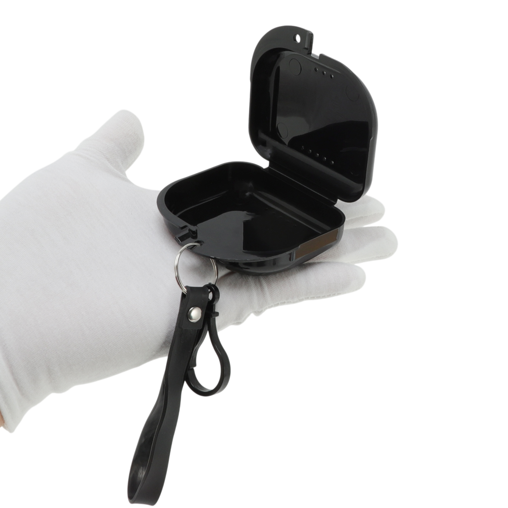 Unique Bargains Compact Braces Box with Lanyard 1 Pc Black