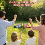 4x2 ft Wooden LED Cornhole Game Set, Portable Outdoor Cornhole Boards with 8 Bean Bags for Backyard Beach Camping Parties Family Games