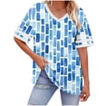 thumbnail image 2 of Bixock Maternity Tops Plus Size V Neck Short Sleeve Loose Pregnancy Blouse Casual Maternity Shirt Summer Maternity Clothes, 2 of 7