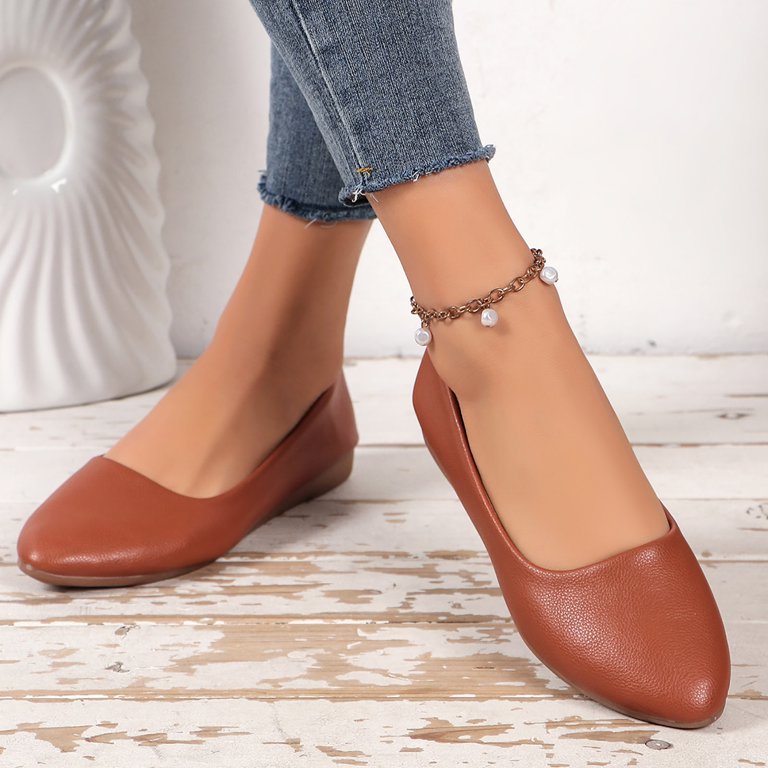 slim fit dress slacks Women's Caldise Leather Low Heel Dress Shoes - Navy Leather