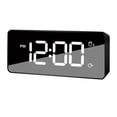 thumbnail image 1 of Espejo de noche digital con LED y USB, alarma dual, despertador y despertador nocturno. Negro, 1 of 7