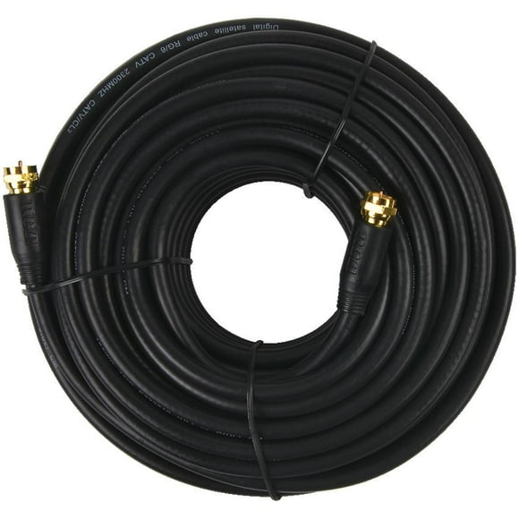 15.2 m / 50' RG6 Indoor and Outdoor Coaxial Cable - with Connector, Black