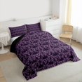 thumbnail image 3 of Feelyou Damask Flower Teen Queen Comforter Set, Purple Butterfly Bedding Set, 3pcs, 3 of 8