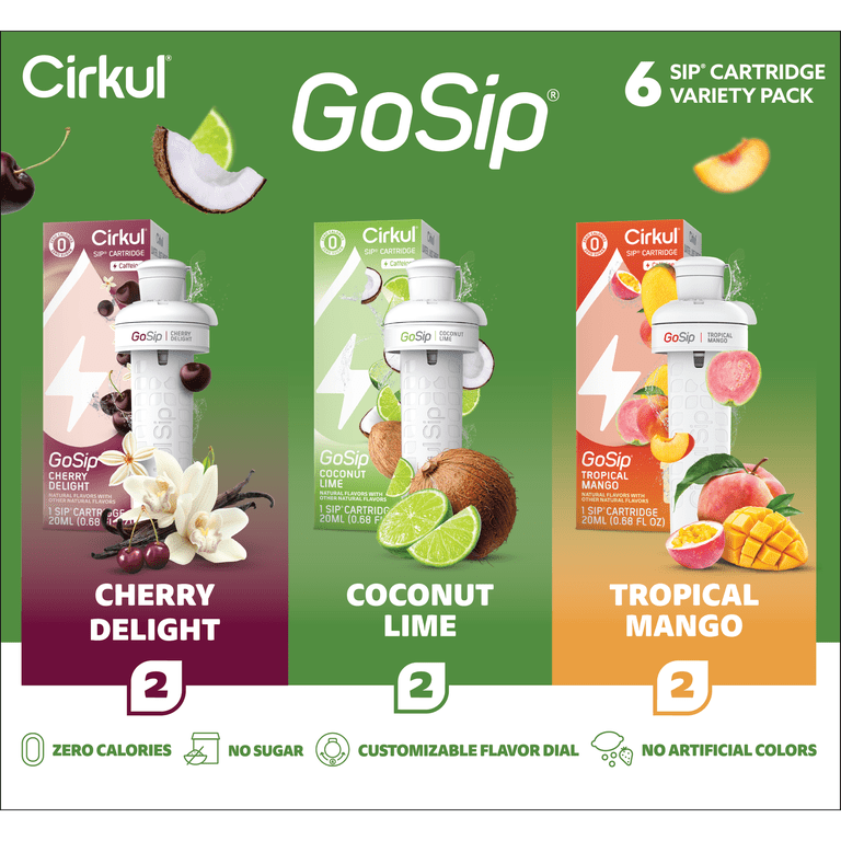 Cirkul GoSip Flavor Cartridge Variety Pack, 6-Pack (2 Cherry