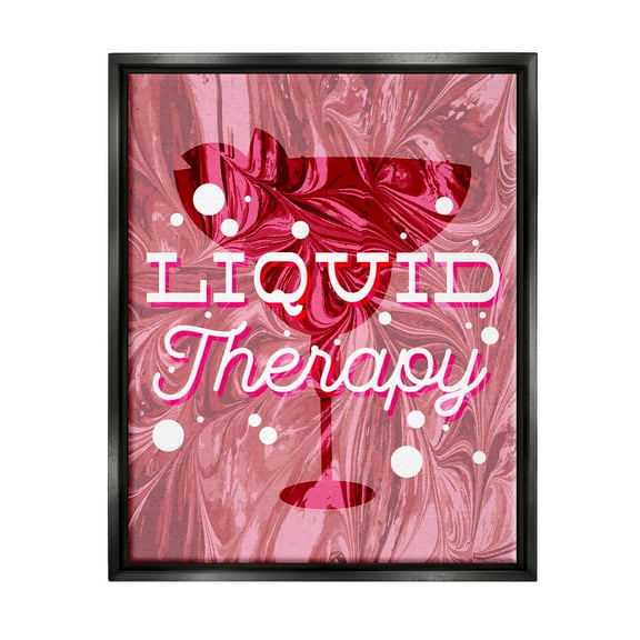 Stupell Industries Liquid Therapy Bold Pink Cocktail Food & Beverage Painting Black Floater Framed Art Print Wall Art