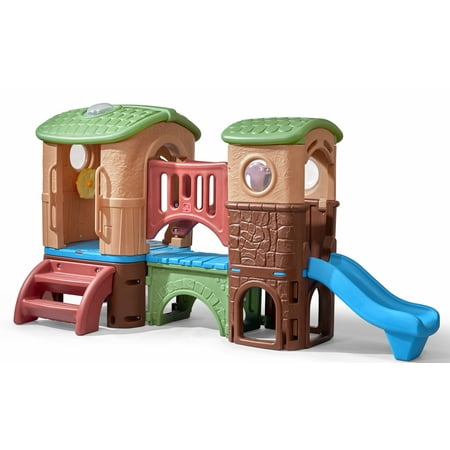 Step2 Clubhouse Climber, Kids Outdoor Playset, Backyard Playground Set, 2 Slides, Climbing Wall, Elevated Playhouse, Outside Jungle Gym, For Toddlers 2-6 Years Old