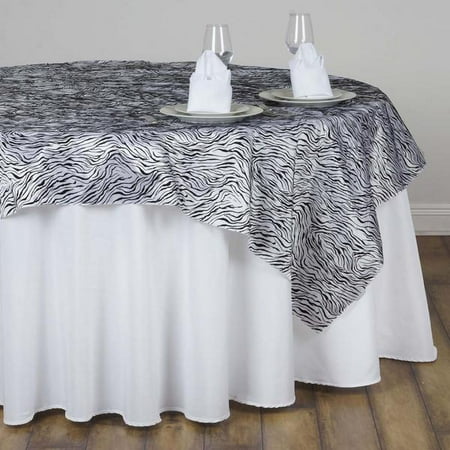 

BalsaCircle 72 x 72 White Safari Animal Print Mini Zebra Overlay Tablecloth Black
