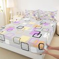 thumbnail image 5 of Castle Fairy Mid Century Floating Square Queen Sheets 4 Pieces,Abstract Hollow Frame Queen Sheet Sets,Lavender Pink Gray,1 Flat Sheet, 1 Fitted Sheet and 2 Pillowcases, 5 of 7