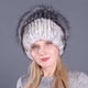 thumbnail image 3 of Gorro de piel de conejo para otoño e invierno, gorro de piel para mujer, gorro de lana de punto cálido de imitación de piel de zorro, gorro para mujer, 3 of 5
