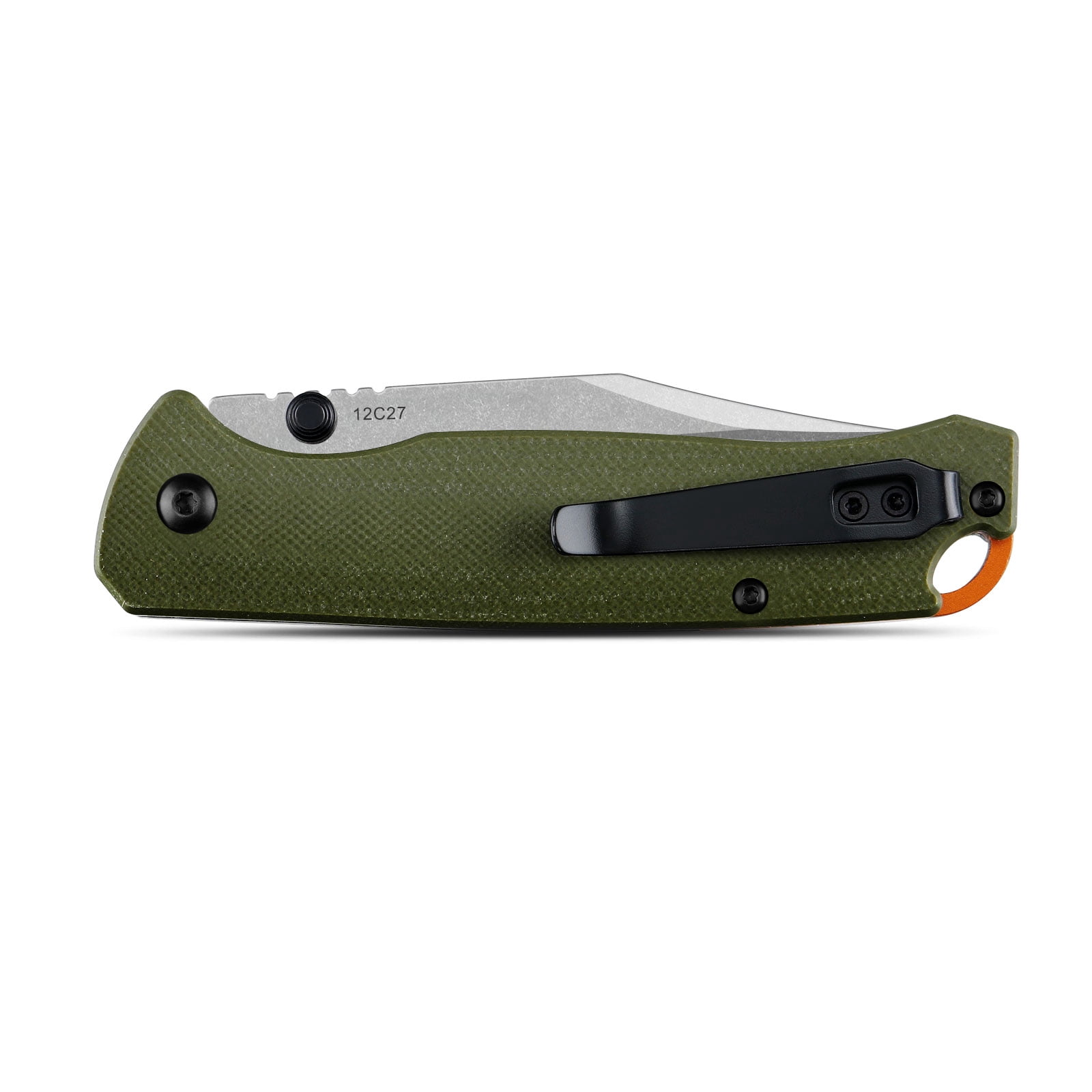 Ozark Trail 7.5 inch Button Lock Knife 3.25" 12C27 Blade Dual Clip G10 Handle Lanyard Hole