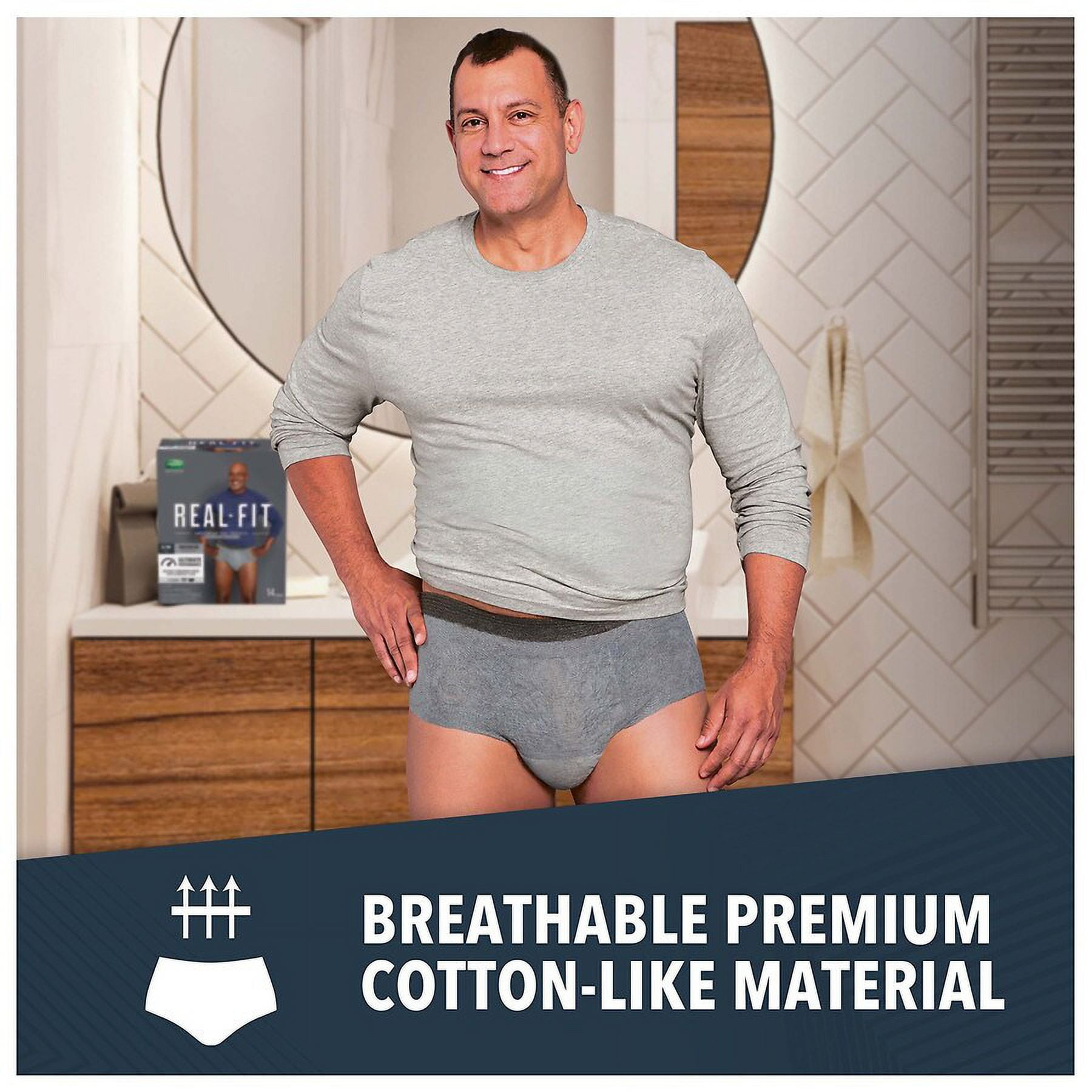 Depend Real Fit Incontinence Underwear For Men, Maximum Absorbency, L/xl, Black & Grey, Waist 38-50" Pack(age) (12 Each)