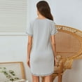thumbnail image 6 of Women's Nightshirt, Summer Loose Short Sleeve Nightgown, Round Neck Sleepwear Short Pajama Dress with Pockets, Gray, US 14, 6 of 8