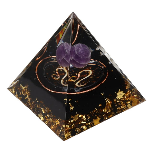 M Buder Pirámide de Orgón de Cristal Curativo Generador de Energía Positiva para Meditación Chakra Decoración de Escritorio Signo del Zodiaco Leo 5cm / 2 inches