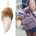 thumbnail image 2 of Fluffy Tail Keychain for Women - Large 11.8" Animal Tail Key Ring Pendant, Soft Fur Accessory for Bag Charm, Therian Style Car Keychain, 2 of 7