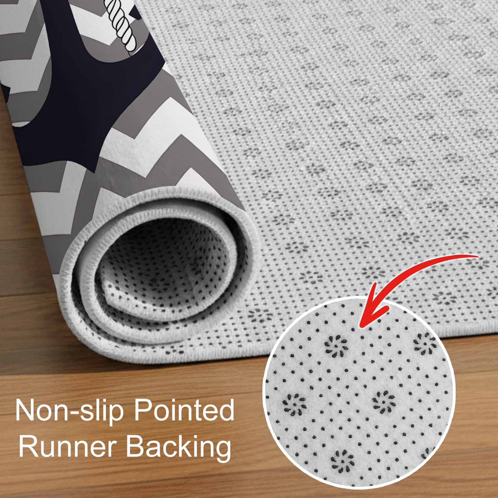 Black Nautical Anchor Indoor Door Mat - 18"x30", Non-Slip Welcome Mat for Outdoor, Gray Stripe Modern Wavy Lines Front Doormat for Entry, Low-Profile Doormat Entrance Rug for Kitchen/Bathroom