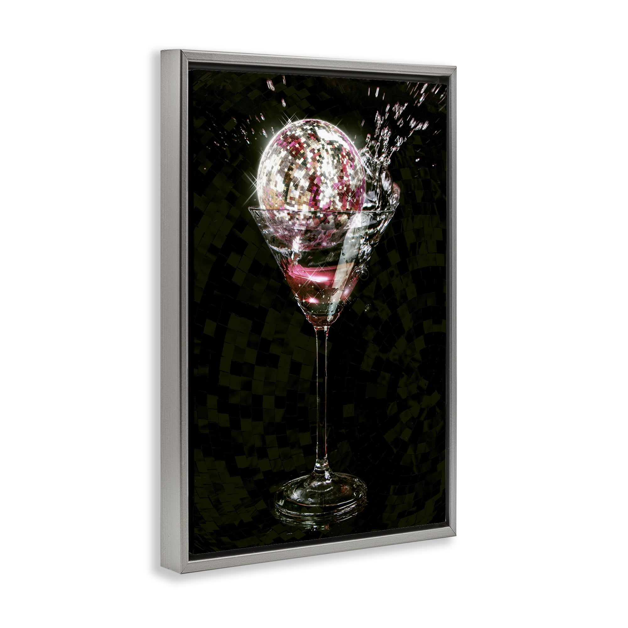 Stupell Industries Disco & Cocktail Splash Food & Beverage Painting Gray Floater Framed Art Print Wall Art, 21 x 31