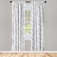 thumbnail image 4 of Ambesonne Asian Print Window Curtains, Greyscale Leafy Pattern, Each 28" W x 95" L, Grey and Pale Taupe, 4 of 4
