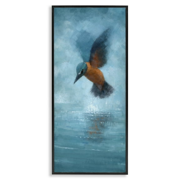 Stupell Industries Hummingbird Splashing Surface Animals Painting Black Framed Art Print Wall Art, 10 x 24