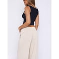 thumbnail image 6 of Women'S Sleeveless Square Neck Tank Top Double Layer Basic Crop Tops Summer Workout Casual Tops Navy Blue XL, 6 of 7