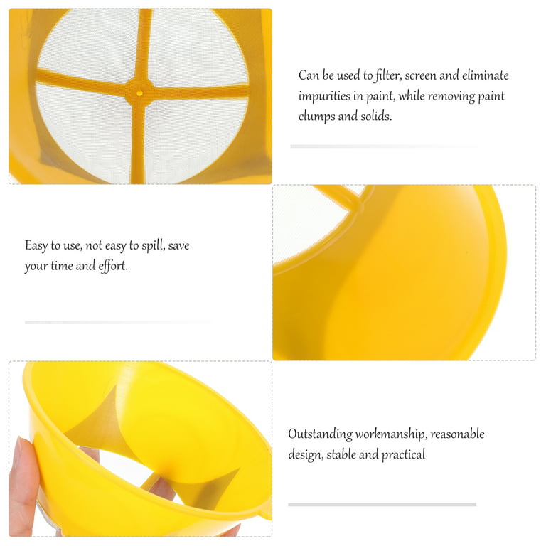 10 Pcs Reusable Paint Filter Food Strainers Auto 5 Gallon Bucket Accessories Net for with Fine Mesh Plastic, Men's, Size: 12.5X10.5CM, Yellow