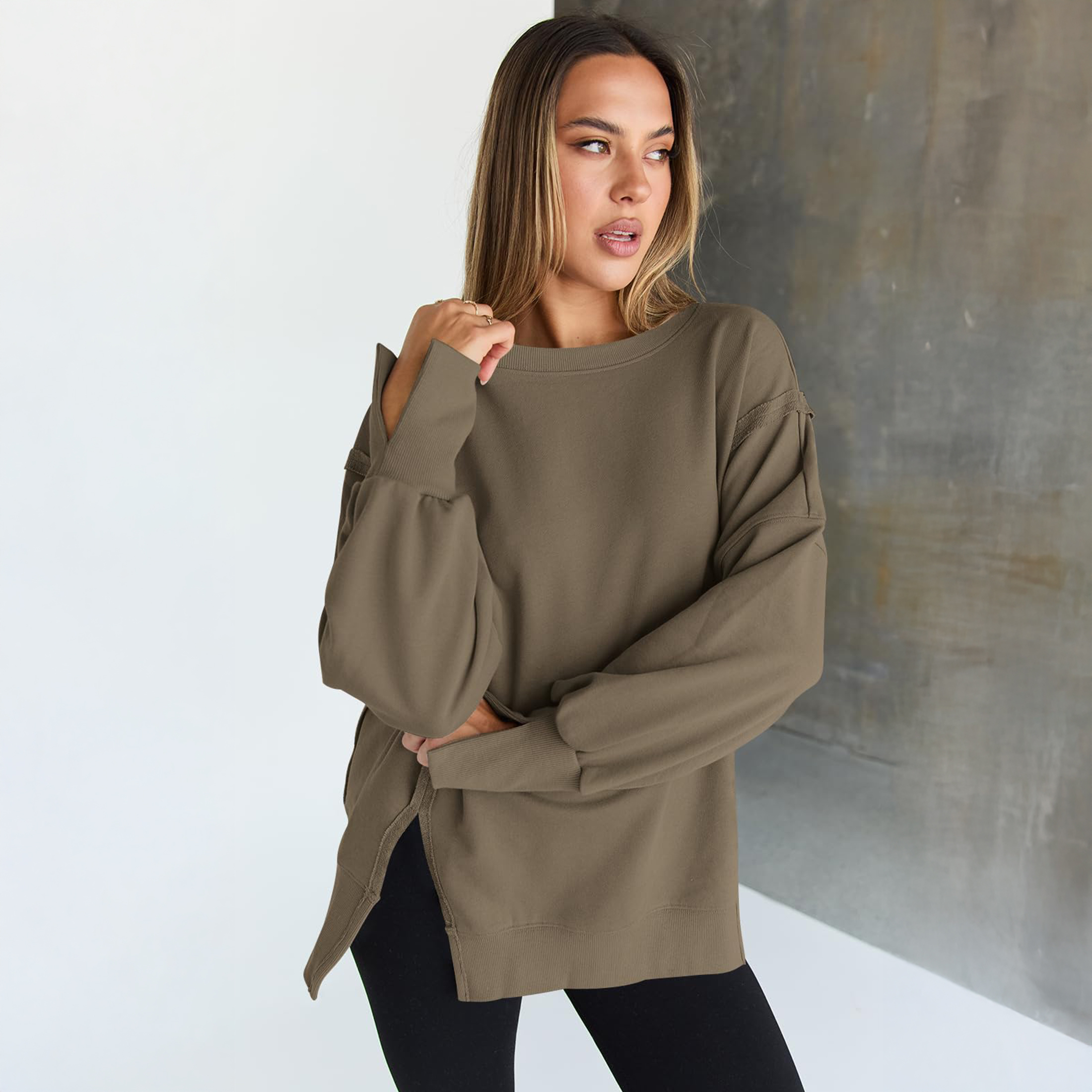 SUNBS Women's Oversized Crewneck Sweatshirt photo 2
