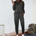 thumbnail image 2 of MSJUHEG Womens Loungewear Set Satin Pajama Set for Women Sets for Women 2 Jogger Pajama Long Sleeve Pants Loungewear Sweatsuits Casual Matching Outfits Womens Pajamas Dark Gray S, 2 of 3