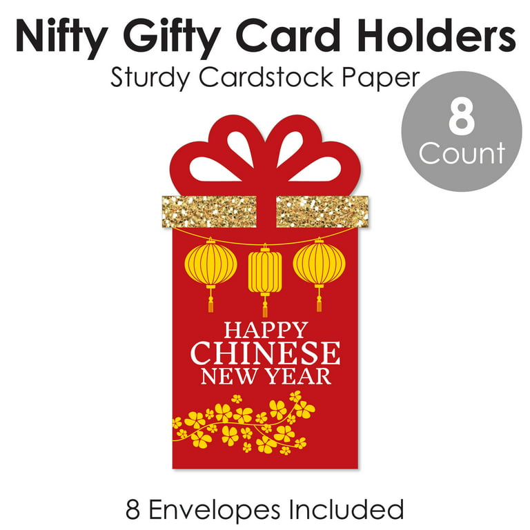 Big Dot of Happiness Chinese New Year - Lunar New Year - Money and Gift Card  Sleeves - Nifty Gifty Card Holders - Set of 8 