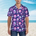 thumbnail image 4 of Lsque Skull rainbow color pattern Hawaiian Shirt for Men, Unisex Summer Beach Casual Short Sleeve Button Down Shirts-Large, 4 of 9