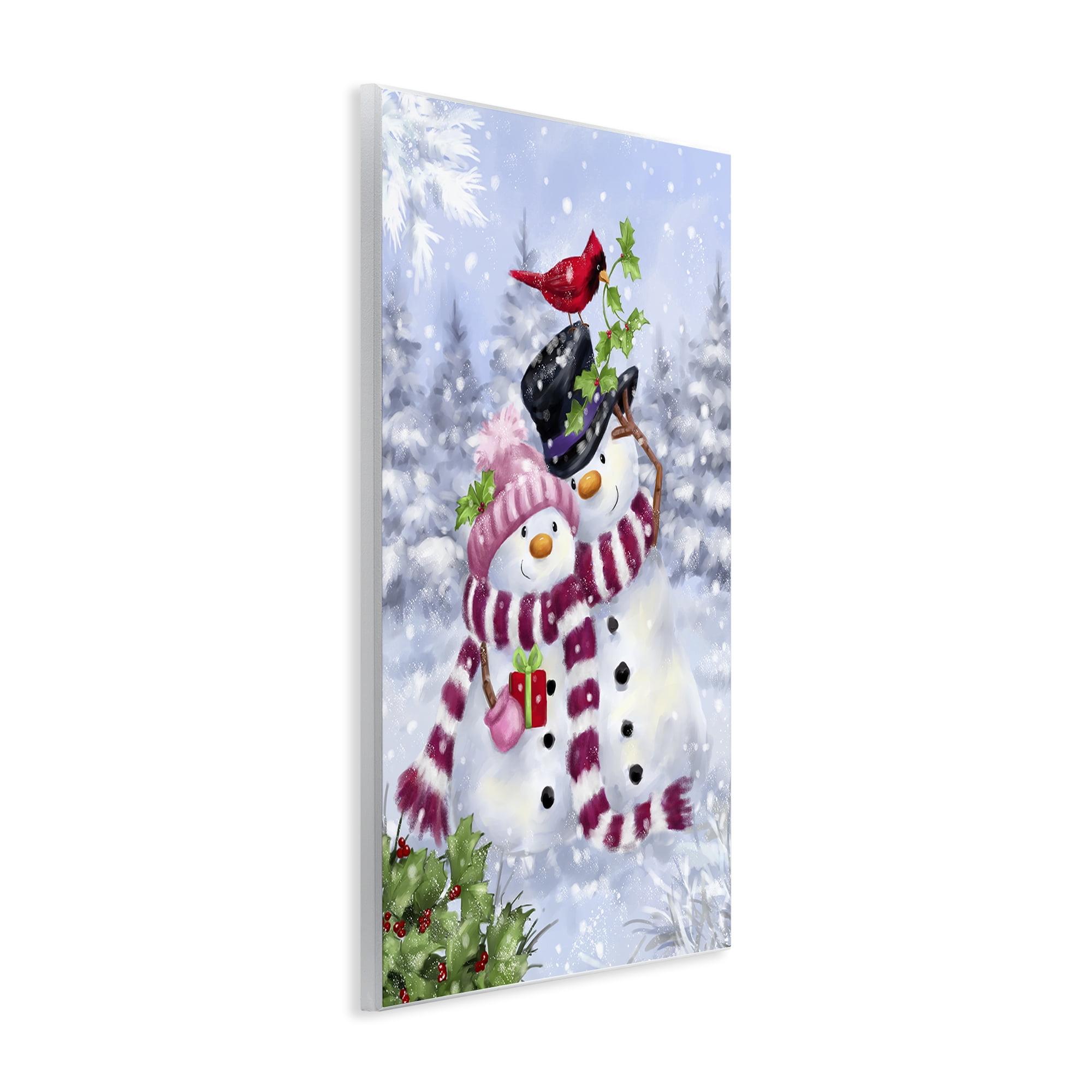 Stupell Industries Happy Snowman & Cardinal Holiday Painting Unframed Art Prints Wall Art, 13 x 19