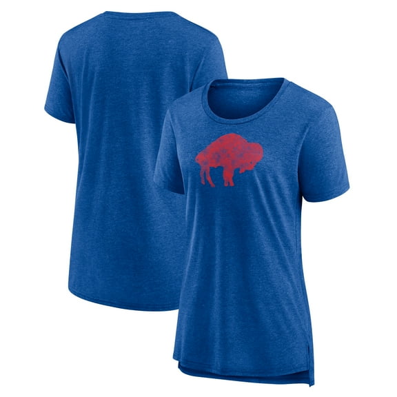 Women's Heather Royal Buffalo Bills Throwback Team Logo Tri-Blend T-Shirt