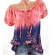 thumbnail image 5 of Blusa Camisa estampada de manga corta con cuello en V Blusa suelta Mujer Top de verano, Rojo claro, XXL Methold AP001925-45, 5 of 7