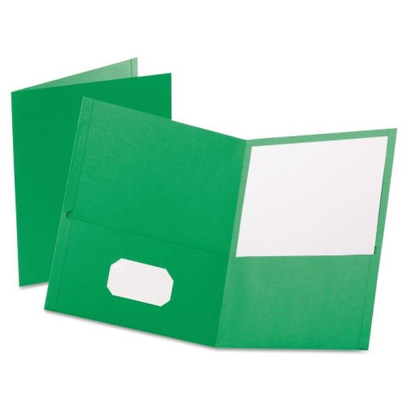 Oxford Twin-Pocket Folder, Embossed Leather Grain Paper, Light Green, 25/Box (57503)