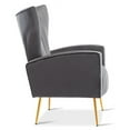 thumbnail image 4 of Velvet Accent Chair, Curved Tufted Armchair with Gold Metal Legs, Upholstered Single Sofa for Living Room Bedroom Nursery, Gray, 4 of 7