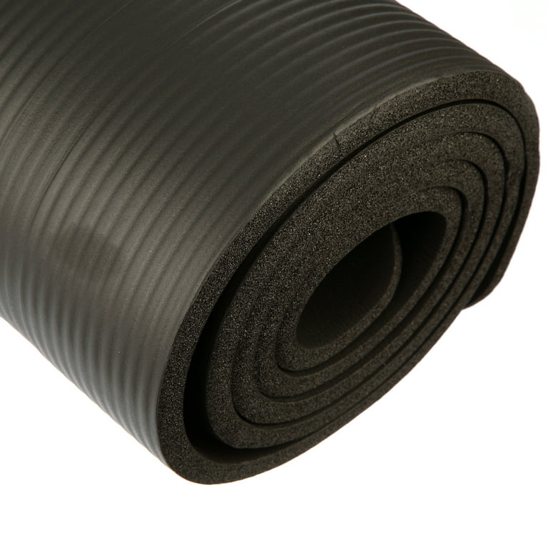 Basics Extra Thick Exercise Yoga Gym Floor Mat with Carrying Strap -  74 x 24 x .5 Inches, Black, Mats -  Canada