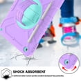 thumbnail image 2 of 3-Layer Kids Case for iPad 10.2" 2019/2020/2021, Durable Sturdy Protection Silicone PC Case with Swivel Stand, Hand Strap and Shoulder Strap + Pencil Holder with Charging Port Lid - Purplegreen, 2 of 13
