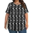 thumbnail image 5 of Horkkom Womens Short Sleeve Tops Summer Casual Floral Print Plus Size Blouses Loose Crew Neck Pleated Tunic Tops L, 5 of 8