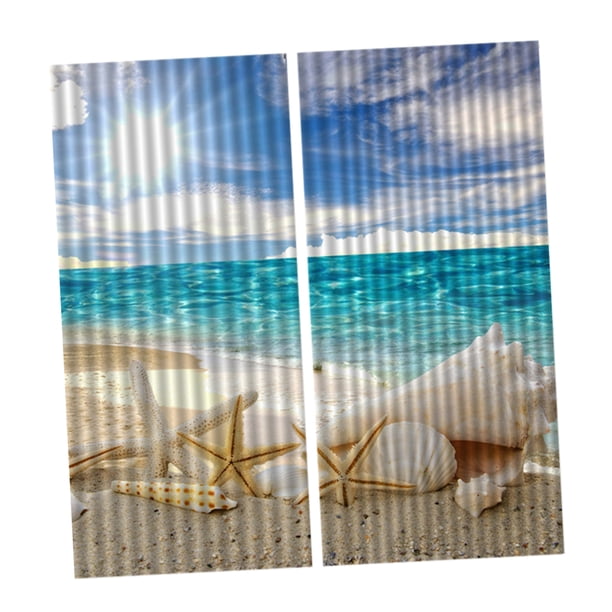 Cortinas Opacas De Oscurecimiento De La Sala De 2 Paneles, Cortinas De Paisajes Estrella de mar Sunnimix Cortina de poliéster