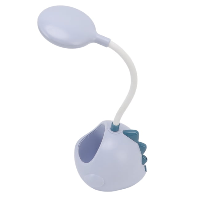 Lámpara de escritorio pequeña con portalápices, cómoda, decorativa, práctica, sin ruido, LED, USB, lámpara de mesa pequeña, color azul