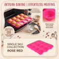 thumbnail image 4 of Silicone Muffin Pan 12-Cavity Pink Non-Stick Food Grade Silicone Baking Mold for Homemade Muffins Cupcakes Brownies Oven Safe Baking Tool, 4 of 5