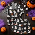 thumbnail image 5 of Halloween Pajamas Women Pumpkin Print Short Sleeve Button Shirts Matching Shorts Set Cute Plus Size, 5 of 5