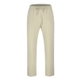 thumbnail image 3 of ZRBYWB Men's Pants Men Cotton Linen Harem Pants Casual Drawstring Elastic Waist Beach Pants Loose Yoga Pants Work Pants For Men, 3 of 7