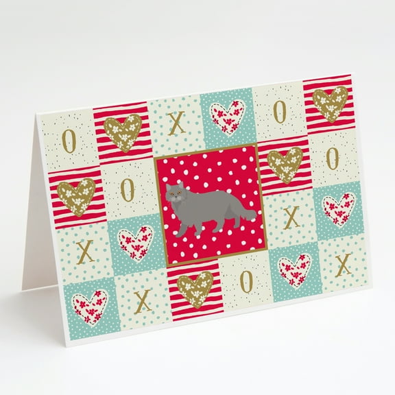 Caroline's Treasures British Longhair Cat Love Greeting Cards with Envelopes, 5" x 7" (8 Count)