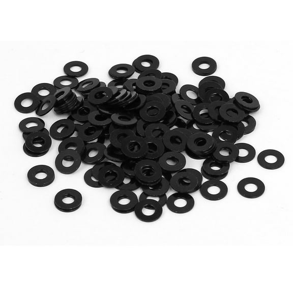 M3 x 7mm x 0.5mm Black Zinc Plated Flat Washers Spacers Fastener 200PCS