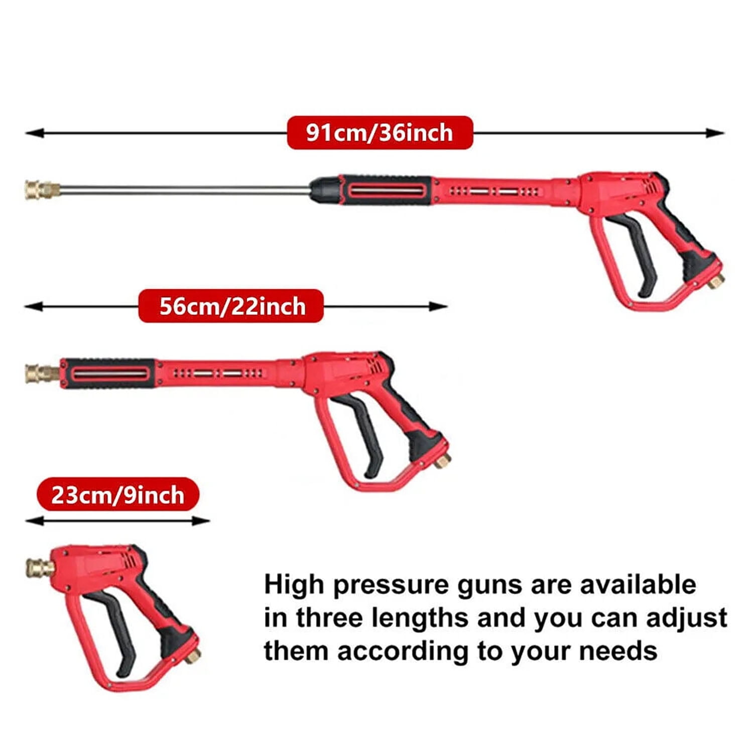4000 PSI Pressure Washer Gun with 5 Nozzle Tips & Extension Wand – M22-14/15mm Inlet, 1/4" Quick Connect, High-Power Spray Gun for Cleaning Driveway, Patio, House (Red)