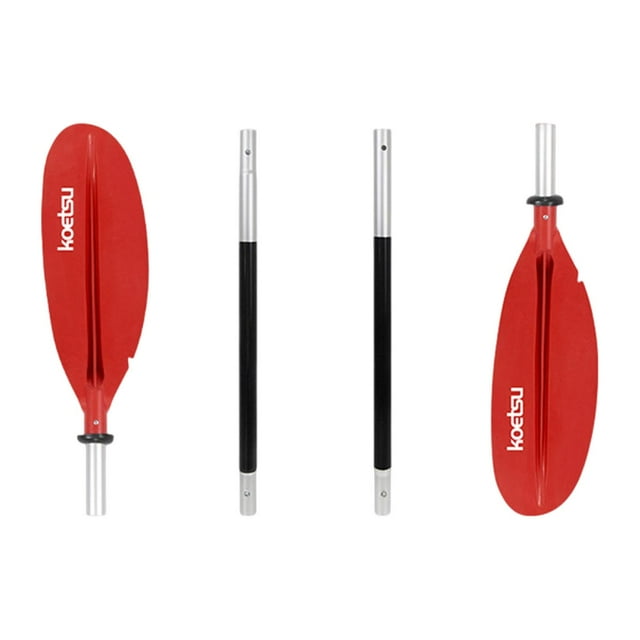koolsoo Kayak Paddle 4 Sections Bateau Paddle pour Bateau Gonflable Rafting Sports Nautiques Rouge