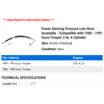 thumbnail image 2 of Power Steering Pressure Line Hose Assembly - Compatible with 1986 - 1991 Isuzu Trooper 2.6L 4-Cylinder 1987 1988 1989 1990, 2 of 2