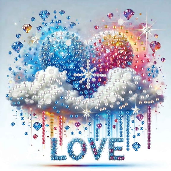 Diamond Painting Kit Heart-Shaped Clouds Special Shape Creative Diamond Art For Home Decor and Gifts 6.69 x 6.69 in